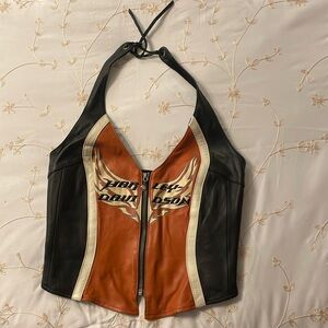 Genuine Vintage HARLEY DAVIDSON Leather Halter Size XS